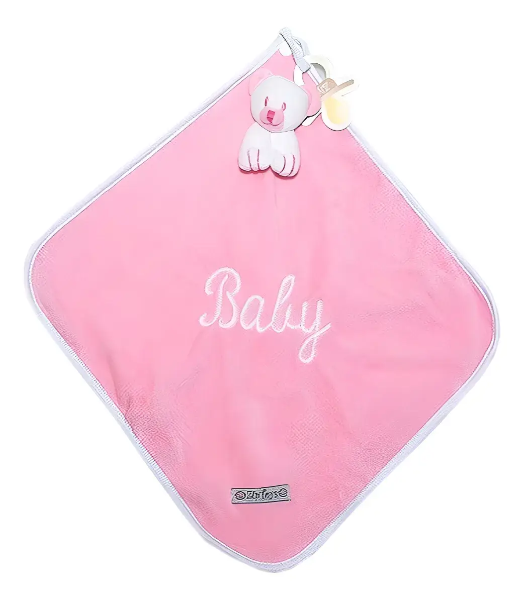 NANINHA CETIM COM PRETENDOR DE CHUPETA ZIP TOYS COR ROSA - TAMANHO 34 CM x 31 CM